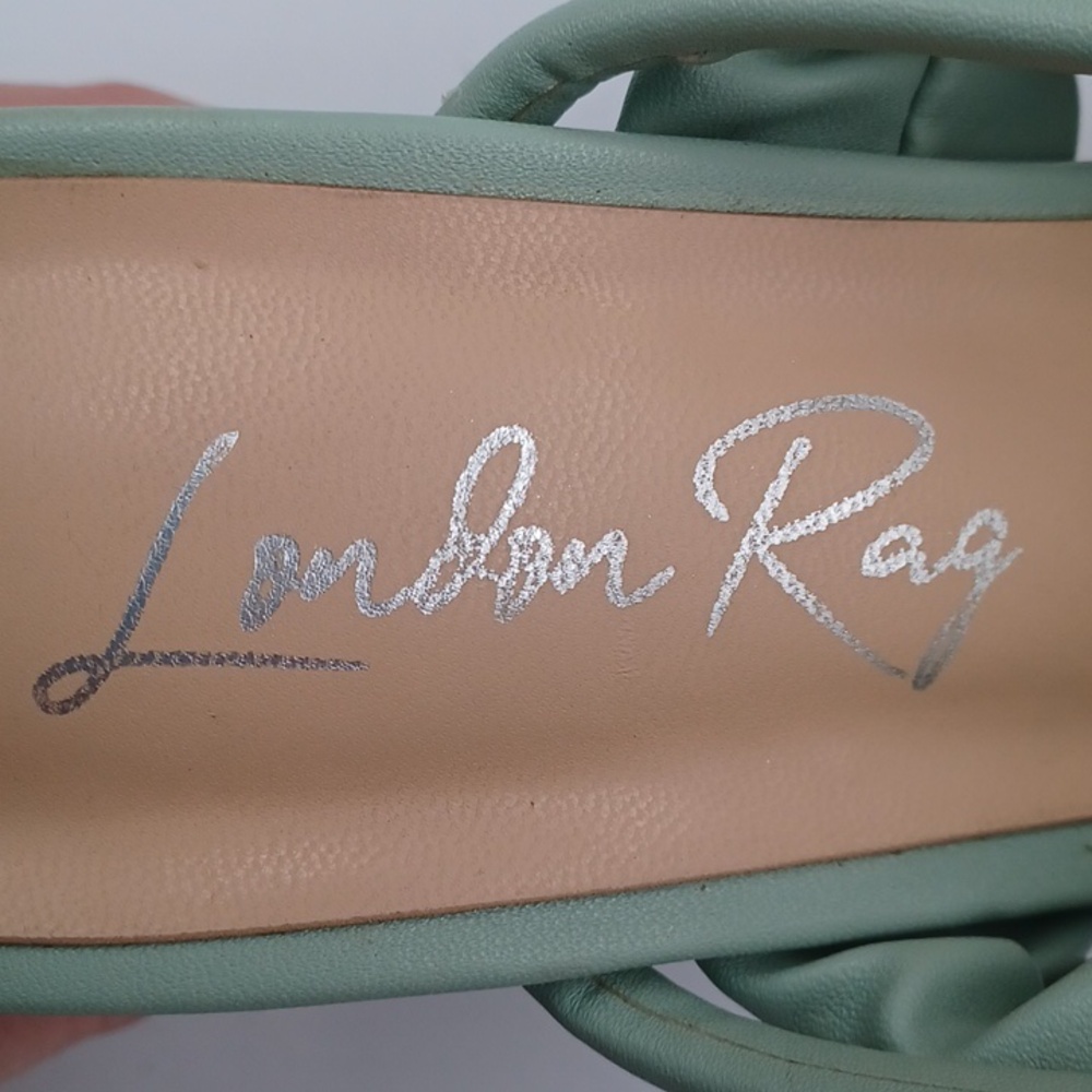 London Rag Genesis Mint Green Ruched Strap Detail Block Heel Sandal - Picture 8 of 10